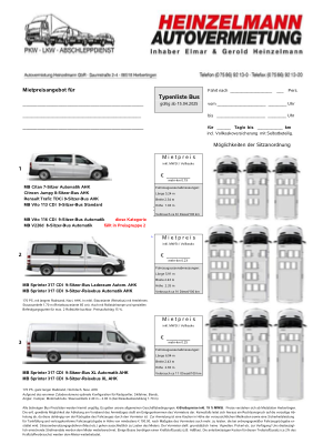 Preisliste Busse & 9-Sitzer Vorschau